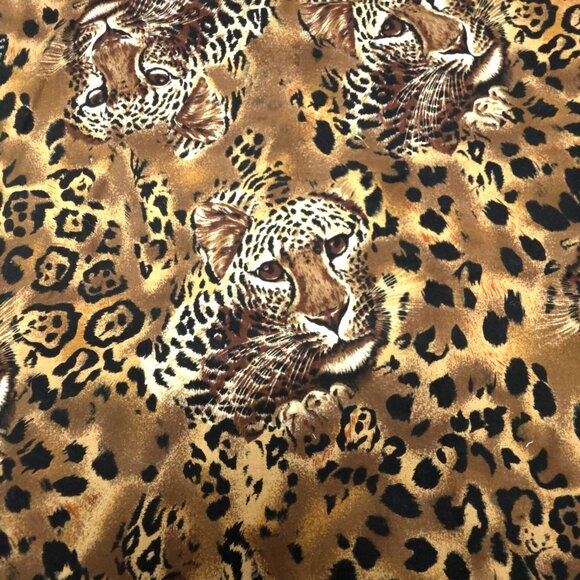 CS Shamash and Sons Other - Vintage Leopard Print Fabric Black Brown Cotton Shamash and Sons 3-1/2 yards